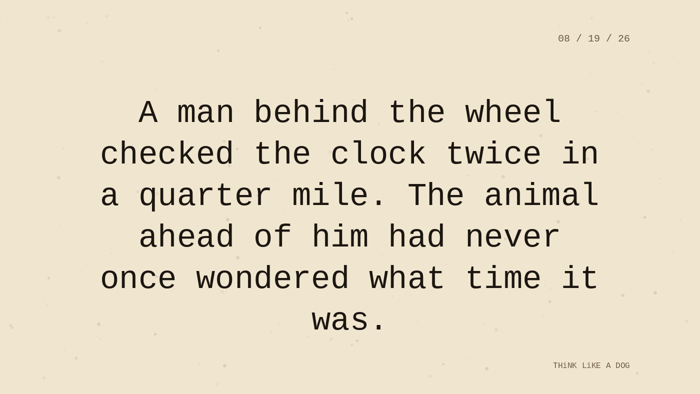 Cream typewriter-paper background with the closing paragraph centered in monospace ink: 