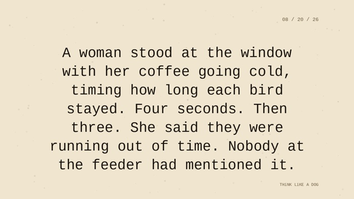 Cream typewriter-paper background with the closing paragraph centered in monospace ink: 