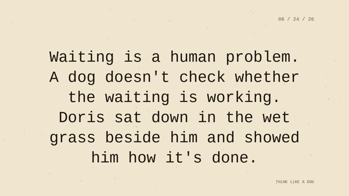 Cream typewriter-paper background with the closing paragraph centered in monospace ink: 