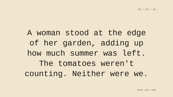 Cream typewriter-paper background with the closing paragraph centered in monospace ink: 