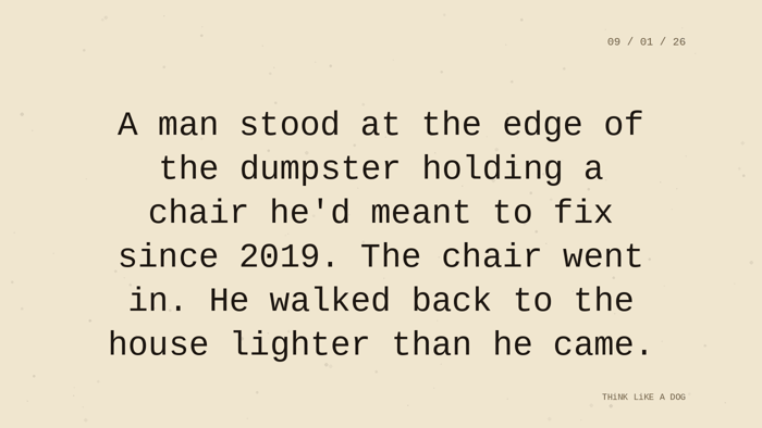 Cream typewriter-paper background with the closing paragraph centered in monospace ink: 
