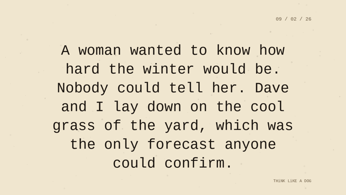 Cream typewriter-paper background with the closing paragraph centered in monospace ink: 