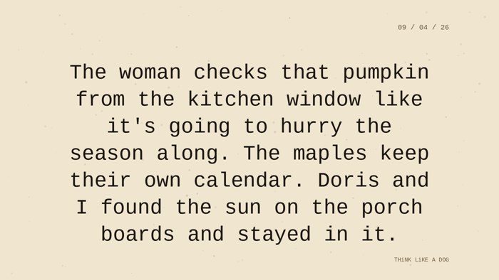 Cream typewriter-paper background with the closing paragraph centered in monospace ink: 