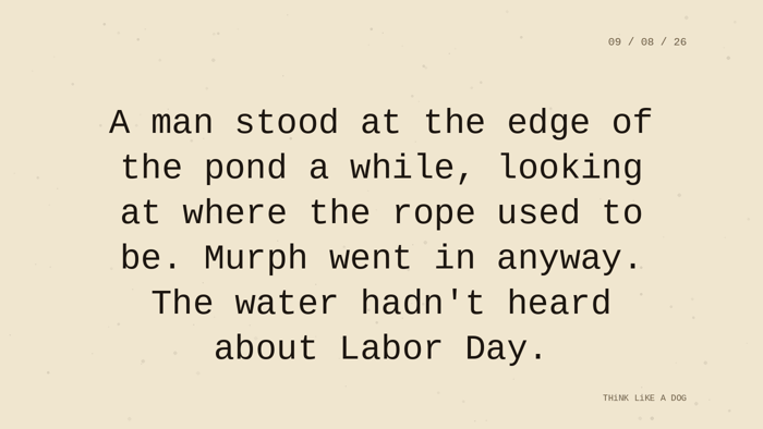 Cream typewriter-paper background with the closing paragraph centered in monospace ink: 