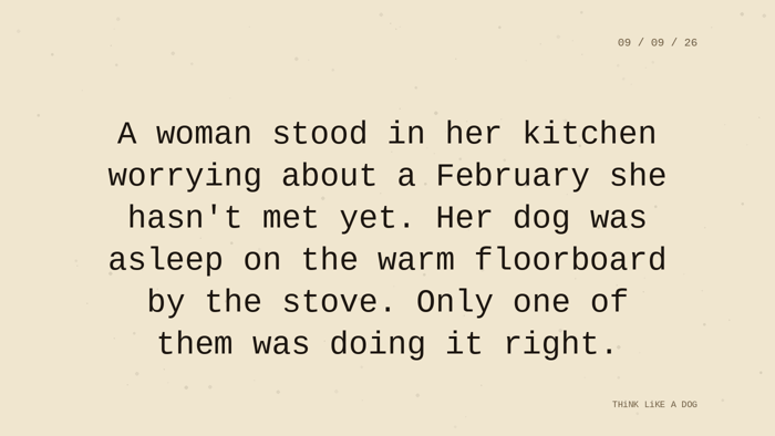 Cream typewriter-paper background with the closing paragraph centered in monospace ink: 
