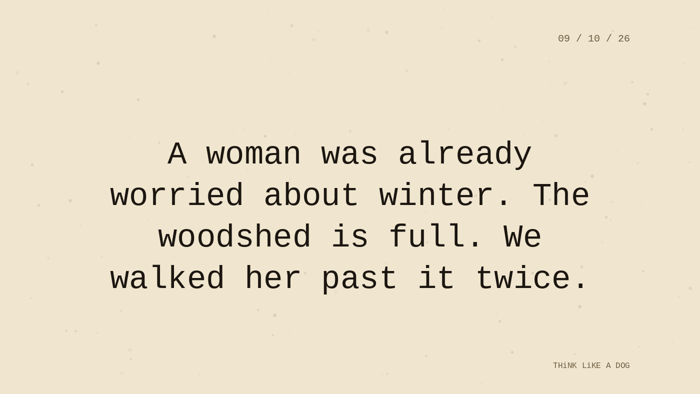 Cream typewriter-paper background with the closing paragraph centered in monospace ink: 