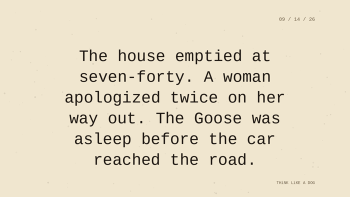 Cream typewriter-paper background with the closing paragraph centered in monospace ink: 