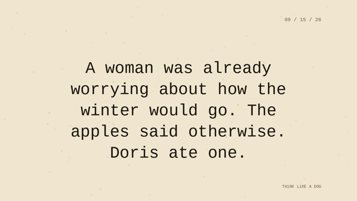 Cream typewriter-paper background with the closing paragraph centered in monospace ink: 