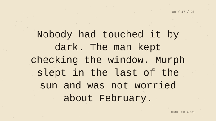 Cream typewriter-paper background with the closing paragraph centered in monospace ink: 