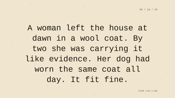 Cream typewriter-paper background with the closing paragraph centered in monospace ink: 