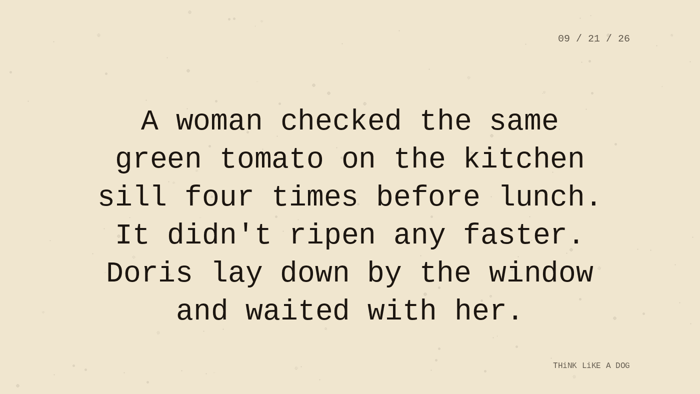 Cream typewriter-paper background with the closing paragraph centered in monospace ink: 