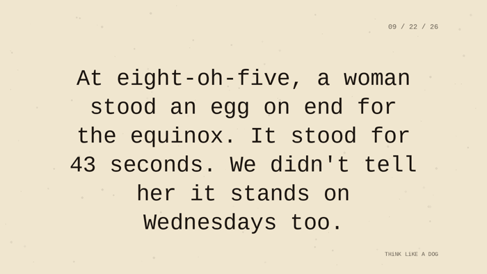 Cream typewriter-paper background with the closing paragraph centered in monospace ink: 