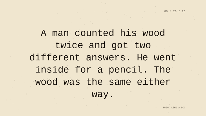Cream typewriter-paper background with the closing paragraph centered in monospace ink: 