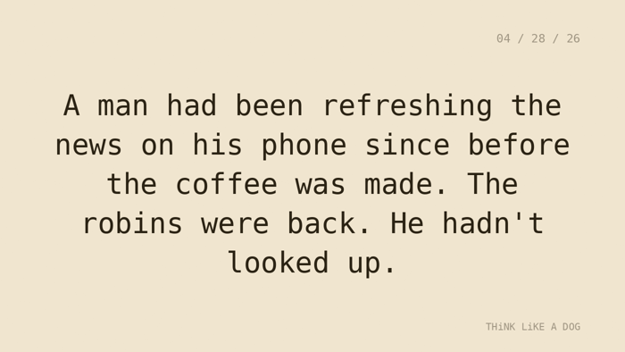 Cream typewriter-paper background with the closing paragraph centered in monospace ink: 