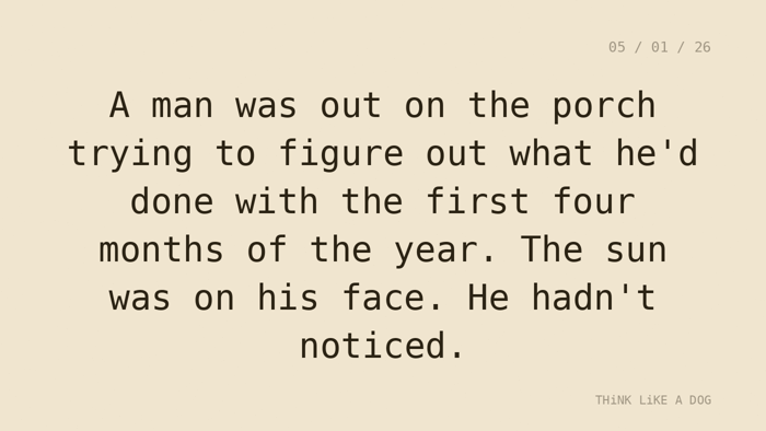 Cream typewriter-paper background with the closing paragraph centered in monospace ink: 