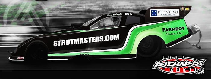 Strutmasters sponsors Dave Richards' Funny Car at Carolina Nationals