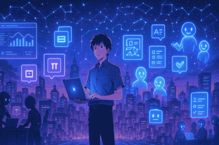 Apprenant utilisant 'IA pour IT avec son laptop