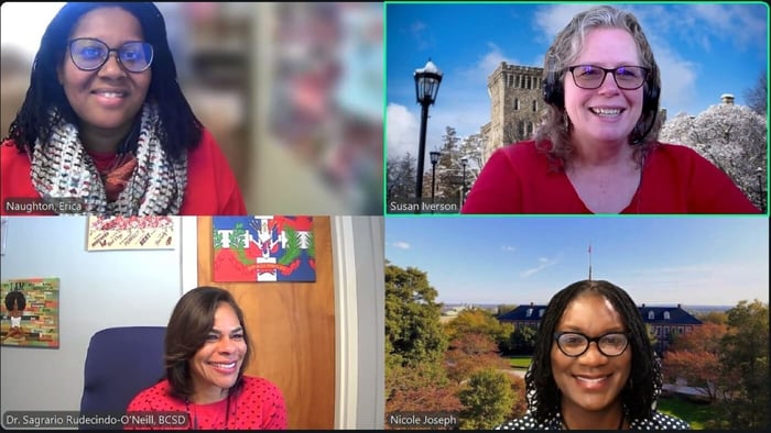 screenshot of four people in dissertation zoom meeting