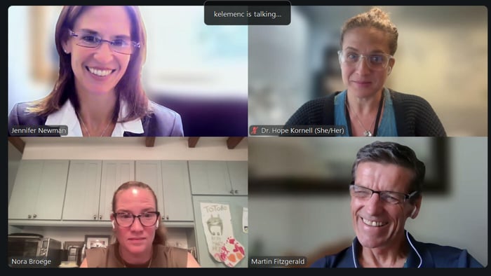 screenshot of four people in dissertation zoom meeting