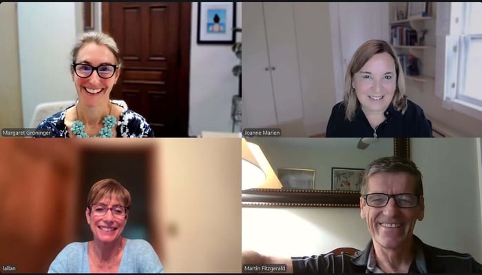 screenshot of four people in dissertation zoom meeting