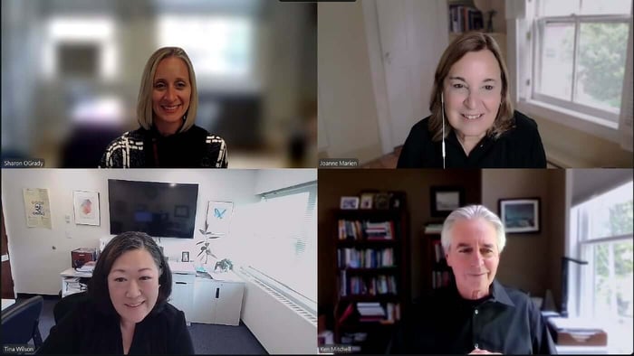 screenshot of four people in dissertation zoom meeting