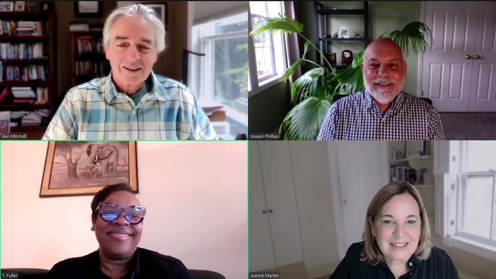 screenshot of four people in dissertation zoom meeting