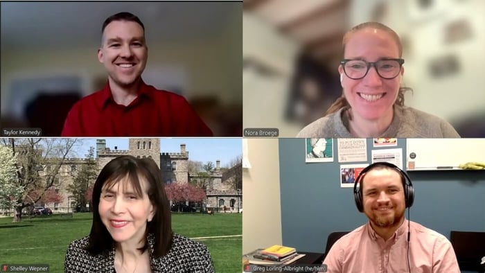 screenshot of four people in dissertation zoom meeting