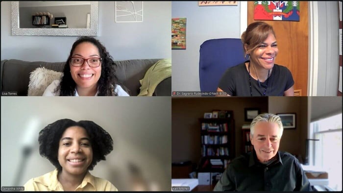 screenshot of four people in dissertation zoom meeting