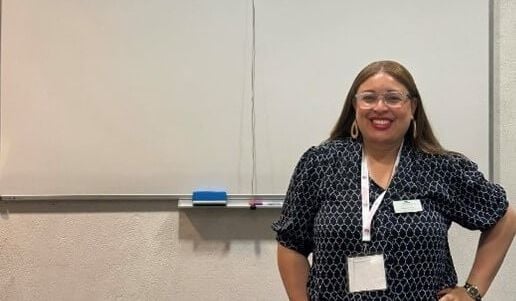 Maria Moreno, HigherEd Doctoral student, presents at the HACU 14th International Conference