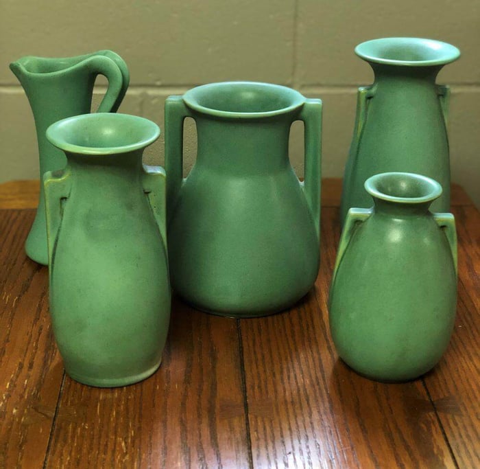 Geometric and Organic Teco Arts and Crafts Pottery