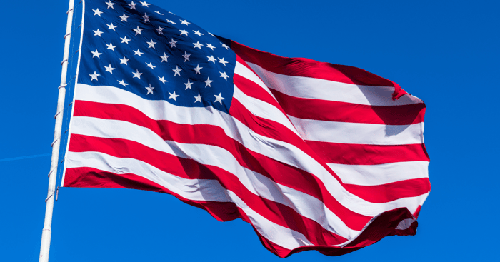 American flag flying on flag pole