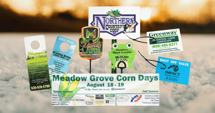 A collection of lawn care and irrigation marketing materials