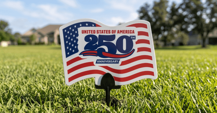 America 250 marking sign in grass