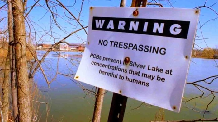 PCBs In Silver Lake Water Warning Sign at Silver Lake, Pittsfield, MA // Source - Image Taken Silver Lake, Pittsfield, MA