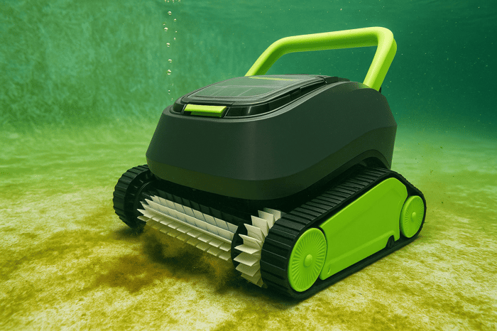 Robotic Pool Cleaner Cleaning Algae