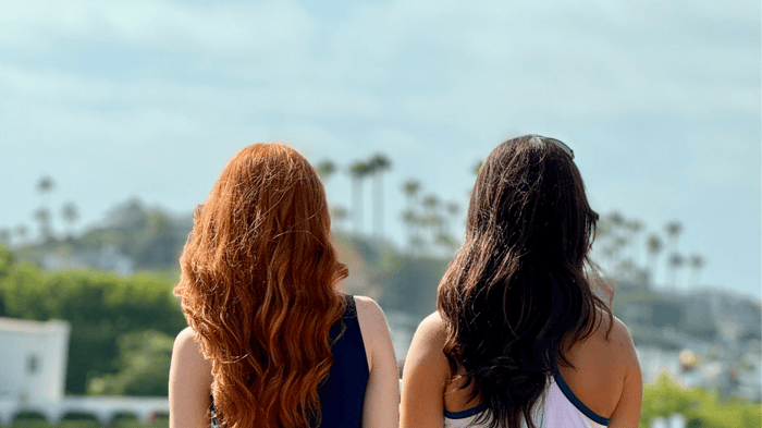 Pickleball players looking at scenic view