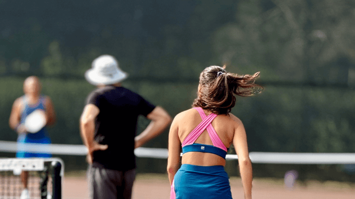 Pickleball player facing left