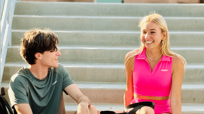 Pickleball players socializing