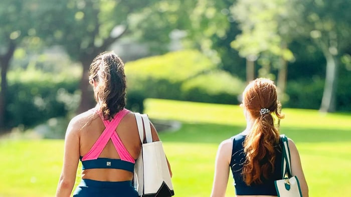 Two women walking