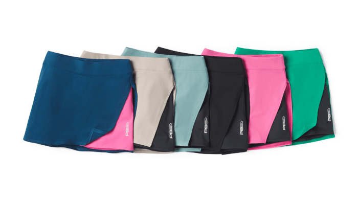 Pickleball skirts in a row