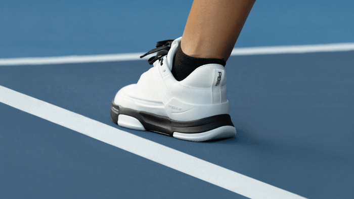 Pickleball shoe on a court