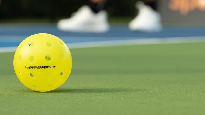 Close up shot of a USAPA pickleball