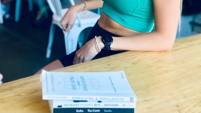 Photo of a stack of books on a table