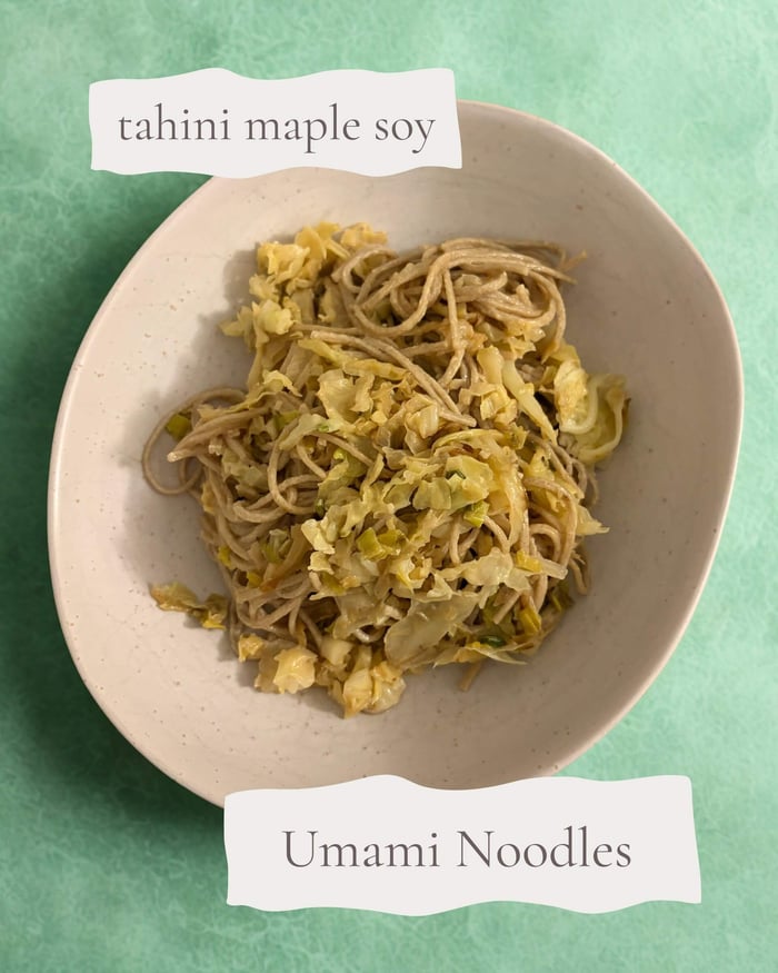 Umami Noodle Recipe - tahini maple soy