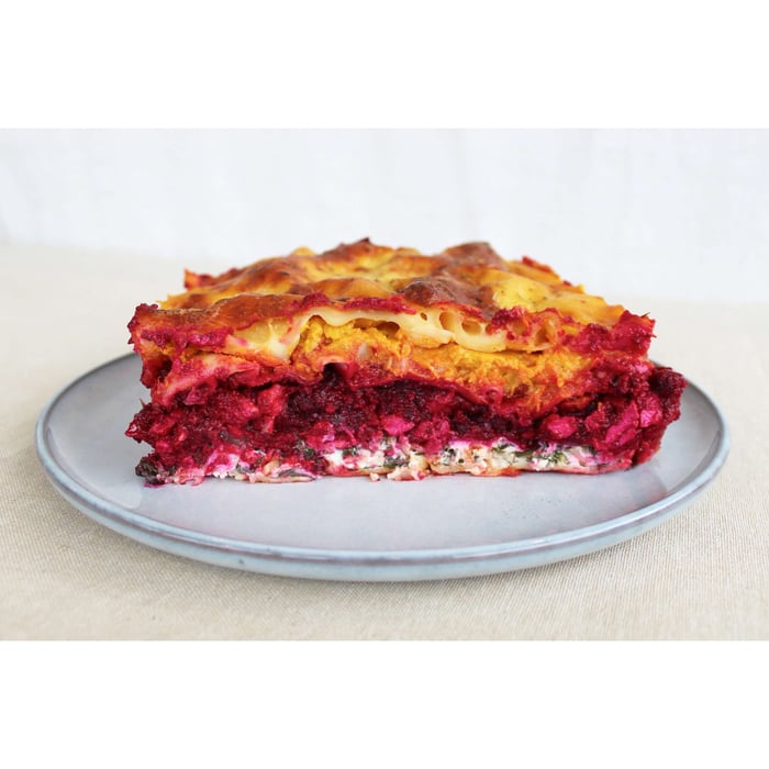 Recipe: Beetroot, Pumpkin, Kale Rainbow Lasagne  (V, VG, DF, GF)
