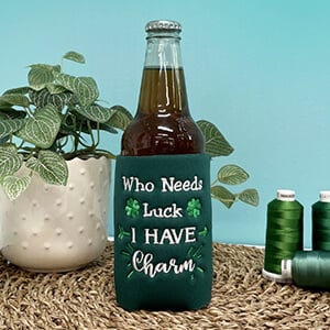 St. Patrick's Day Embroidered Beer Cozy: ITH Project