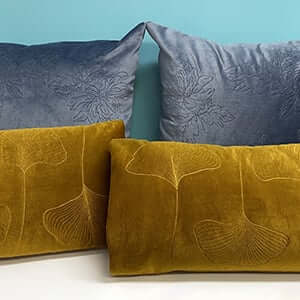 Embroidering Velvet Cushions for an Embossed Effect