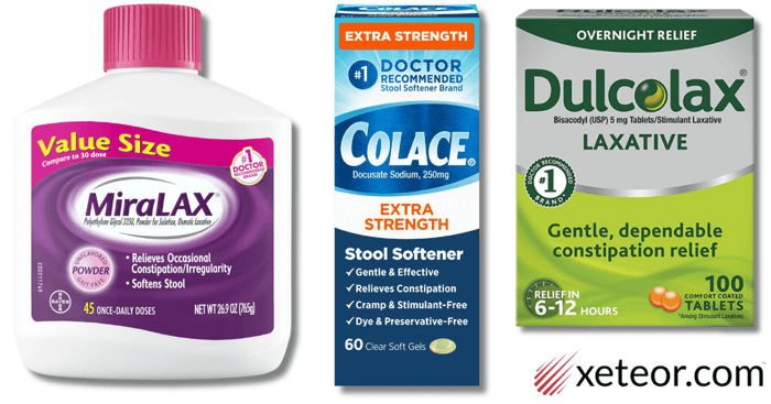 Miralax vs Dulcolax vs Colace