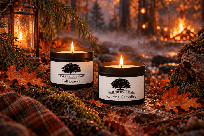 Haunted Hollow Candle Mood: Fall Leaves and Roaring Campfire