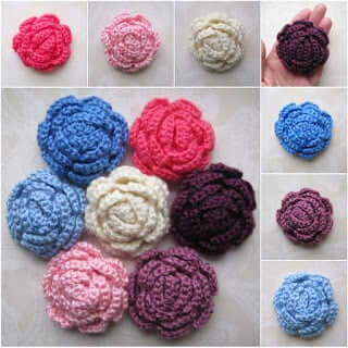 New 3D Crochet Flower Appliques